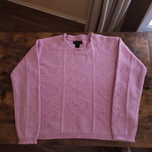 NWOT Soft Pink Sweater with Heart Motif